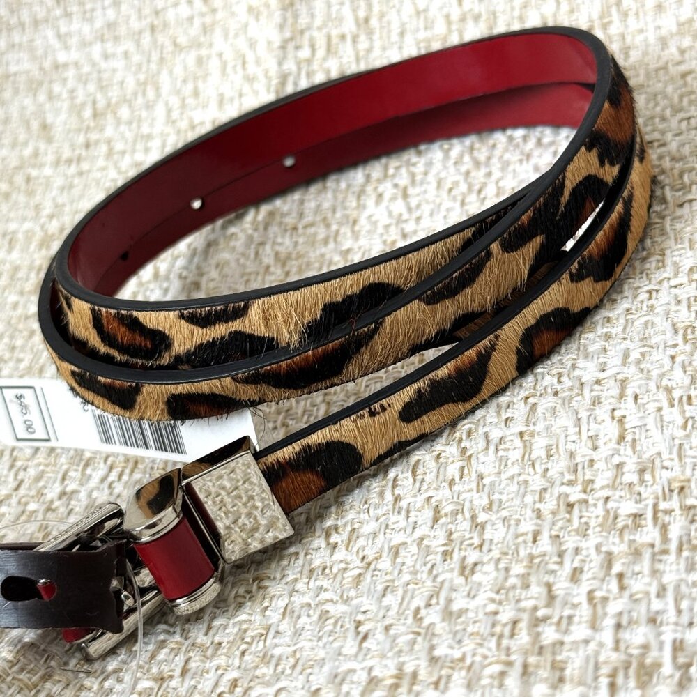 Michael Kors Belt XL Women's Royal Leopard Multicolor Brown Leather Metal Buckle